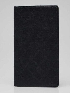 Chanel Black Quilted Leather Bi-Fold Check Book Holder Wallet